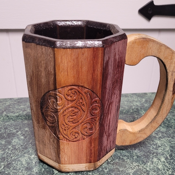 Handcrafted Wooden Mug with Carved Design - Picture 12 of 14